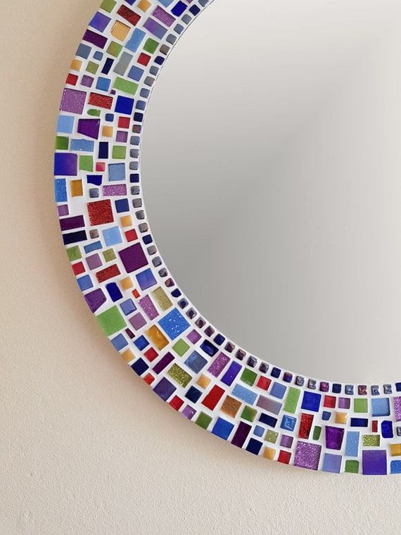 Mosaic round mirror deals