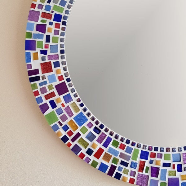 Espejo de pared de mosaico / Espejo redondo / Espejo de baño / Arte de pared de mosaico / Decoración del hogar / Decoración de pared / Decoración de cocina / Espejo de pared / Personalizado
