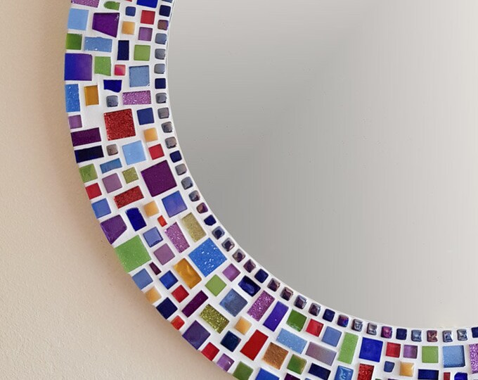 Mosaic Wall Mirror / Round Mirror / Bathroom Mirror / Mosaic Etsy