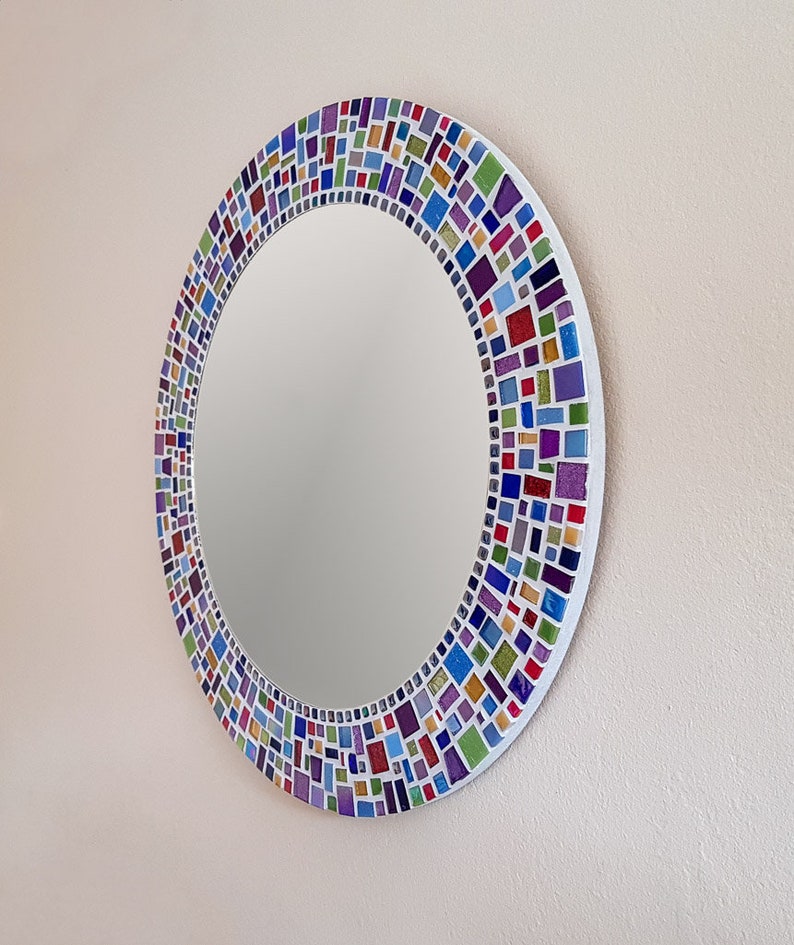 Mosaic Wall Mirror / Round Mirror / Bathroom Mirror / Mosaic Wall Art / Home Decor / Wall Decor / Kitchen Decor / Wall Mirror / Custom image 3