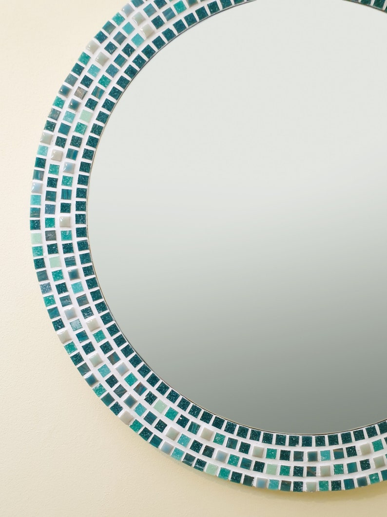 Green Wall Mirror / Mosaic Mirror / Bathroom Mirror / Round Etsy UK
