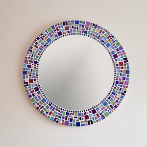 Mosaic Wall Mirror / Round Mirror / Bathroom Mirror / Mosaic Wall Art / Home Decor / Wall Decor / Kitchen Decor / Wall Mirror / Custom image 2