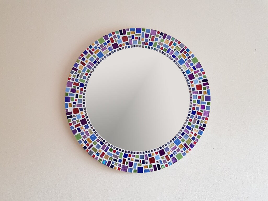 Mosaic Wall Mirror / Round Mirror / Bathroom Mirror / Mosaic Etsy