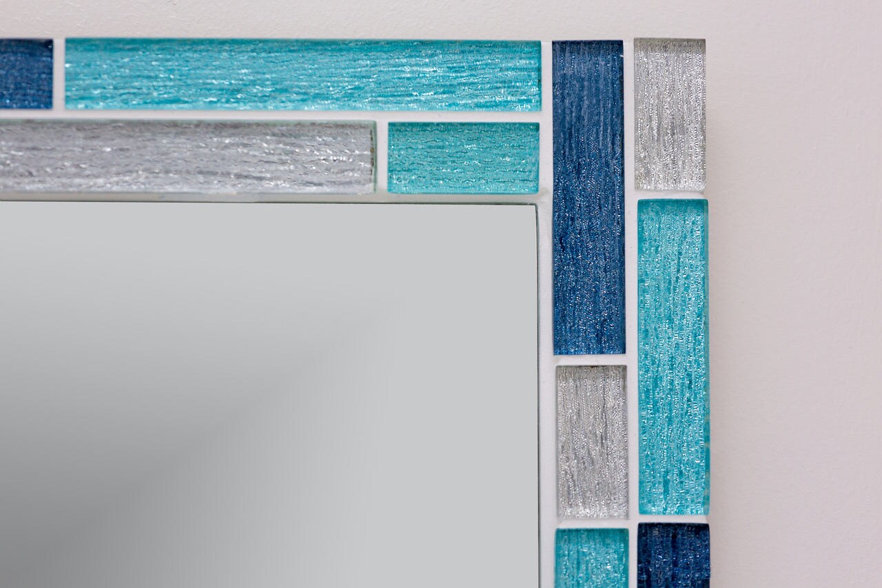 Bathroom Mirror / Blue Wall Mirror / Mosaic Mirror Etsy