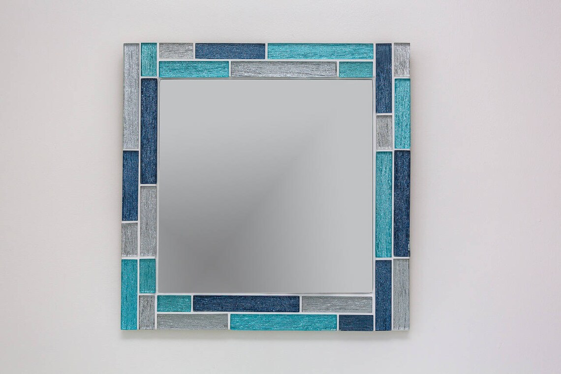 Bathroom Mirror / Blue Wall Mirror / Mosaic Mirror Etsy