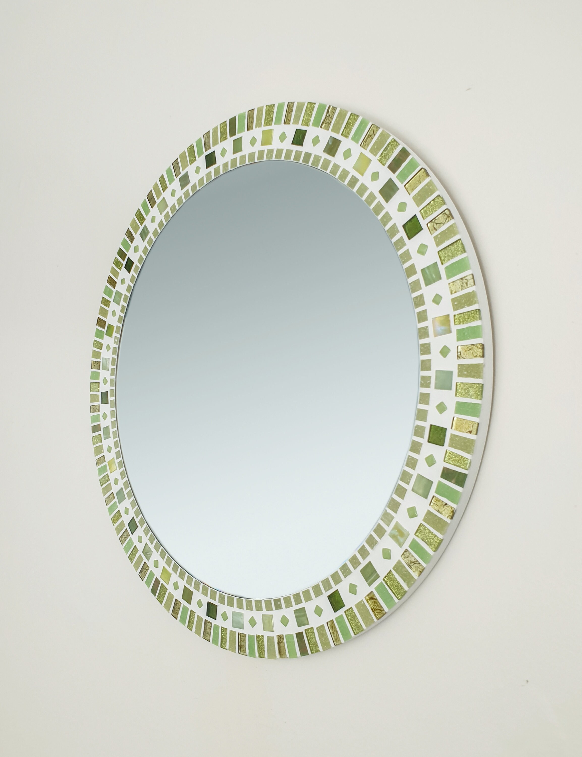 Mosaic Wall Mirror in Green Round Green Mirror Bathroom | Etsy
