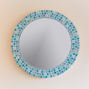 Round Bathroom Mirror in shades of Turquoise & Aqua