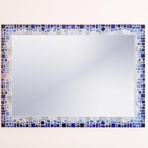 Bathroom Mirror / Blue Wall Mirror / Mosaic Mirror Etsy
