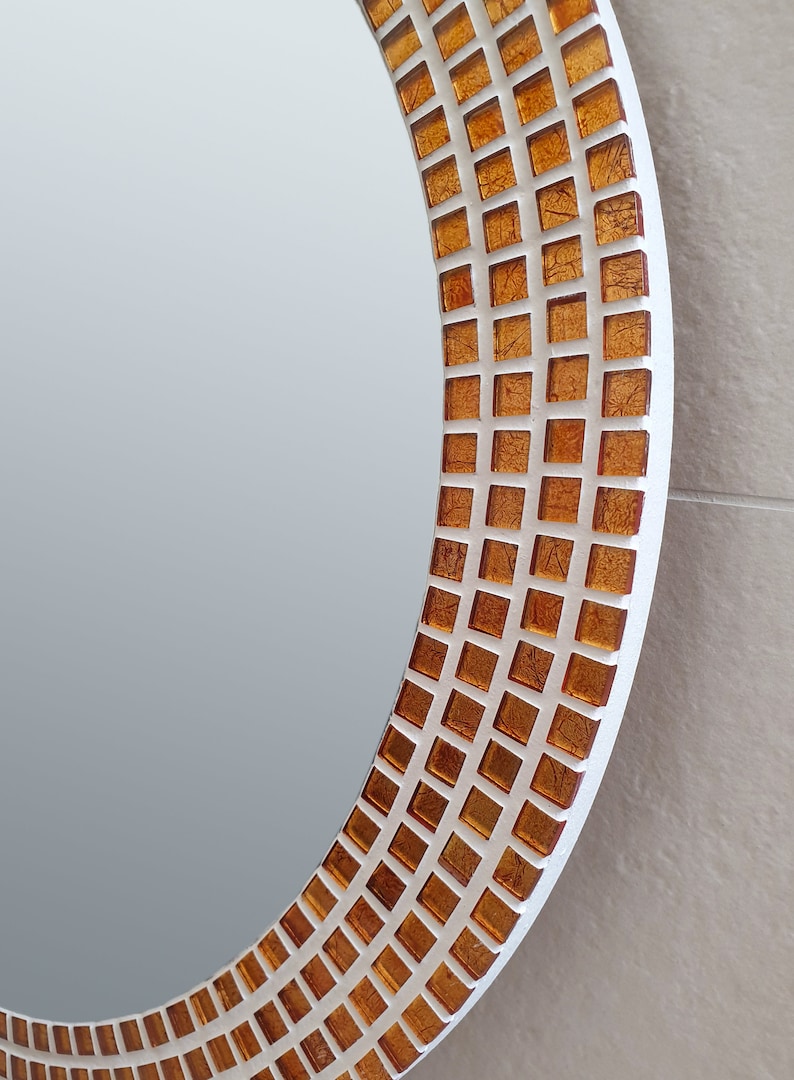 Mosaic Wall Mirror in Copper / Burnt Orange Round Mirror Etsy