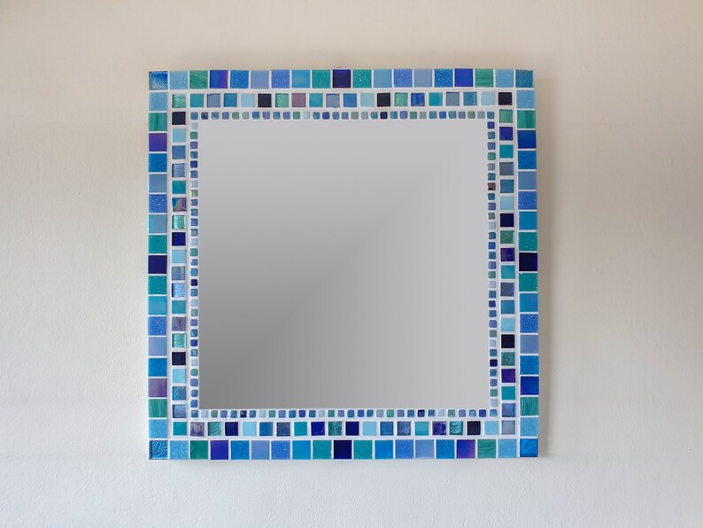 Espejo de mosaico en azul turquesa y agua espejo de pared de | Etsy