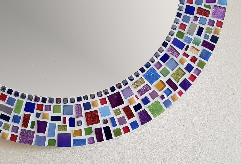 Mosaic Wall Mirror / Round Mirror / Bathroom Mirror / Mosaic Etsy