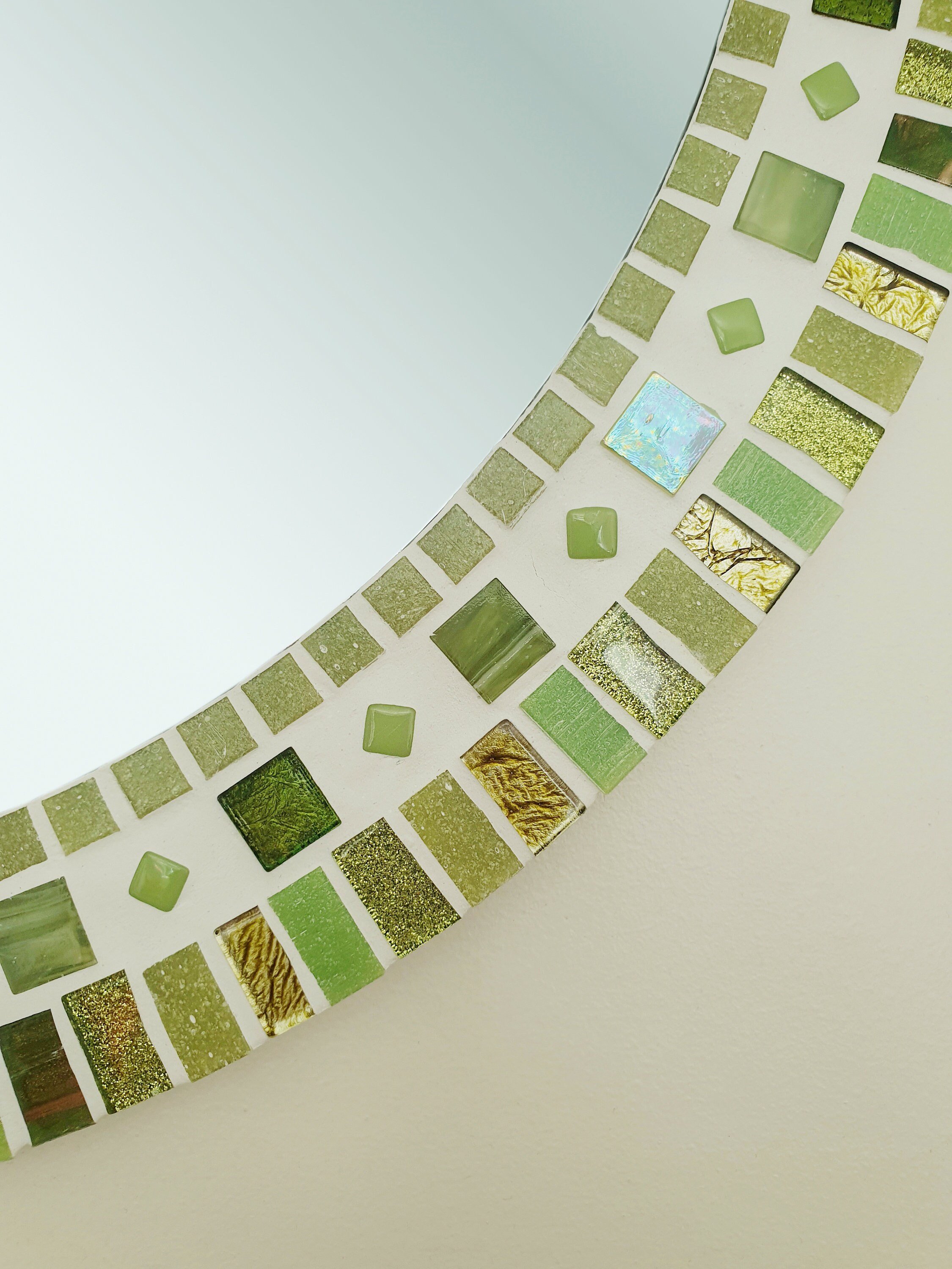 Mosaic Wall Mirror in Green Round Green Mirror Bathroom | Etsy