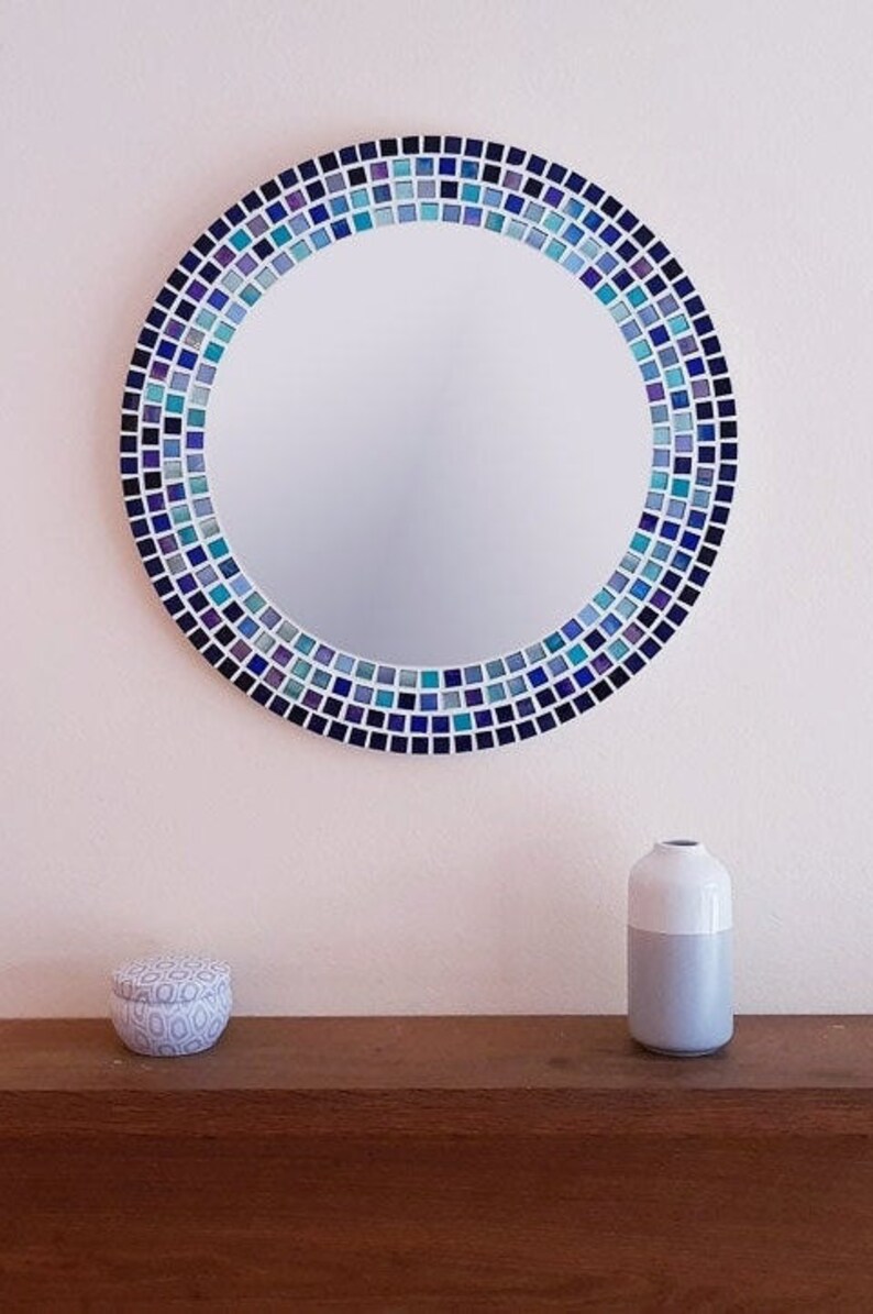 Mosaic Wall Mirror in Blue & Turquoise Large Bathroom Mirror Etsy UK