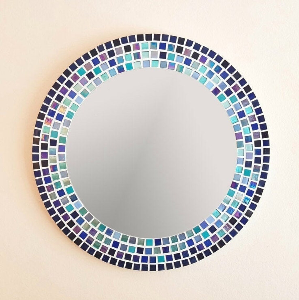 Mosaic Wall Mirror in Blue & Turquoise Large Bathroom Mirror Etsy UK