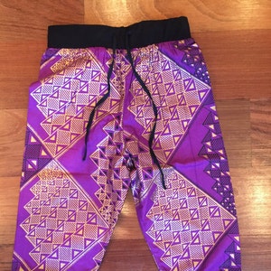 African Boys Harem Pants. Purple Ankara print