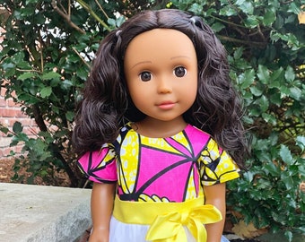 Black Doll - 18" African American Doll with Medium Brown Skin and Wavy Black Hair