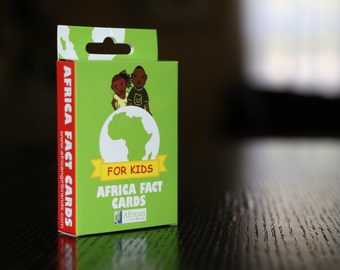 Africa Educational Fact Cards for kids. African fun facts flash cards