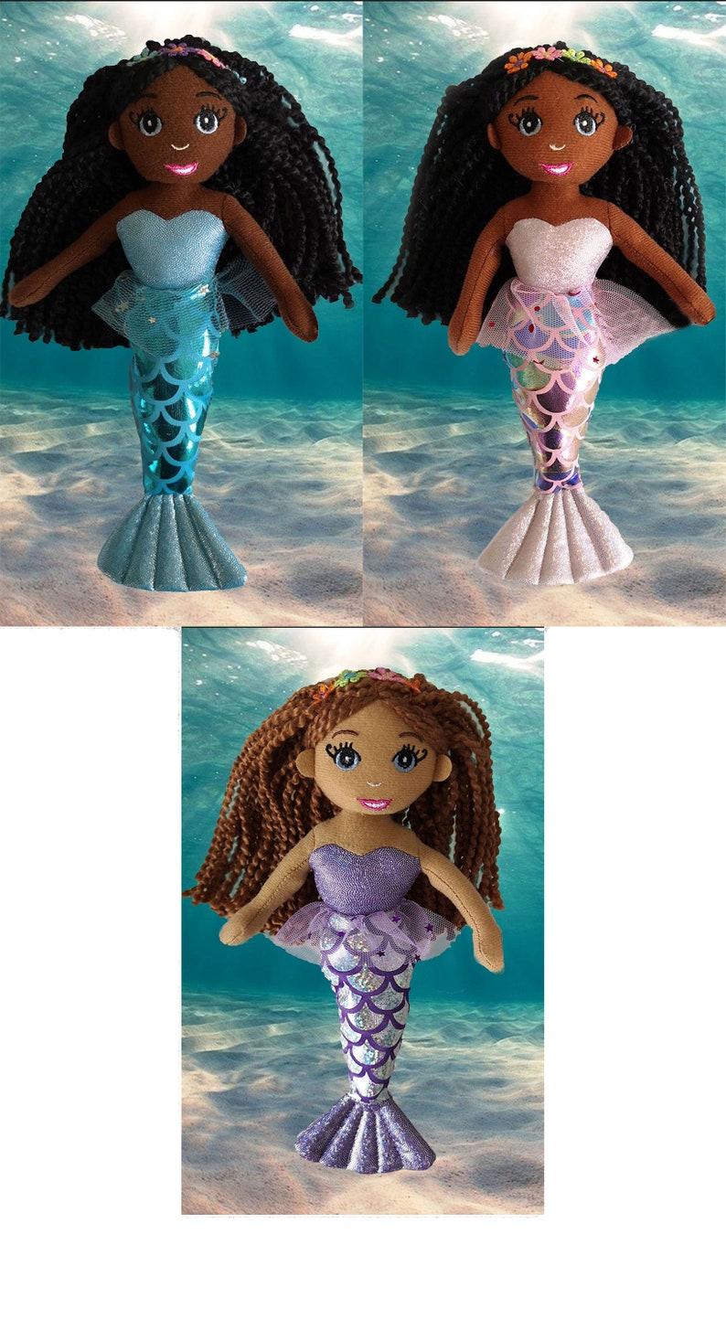 African American Mermaid Doll. Light brown skin tone Etsy