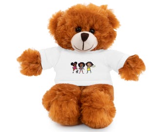 Personalized Stuffed Animal: Custom Tee, Plush Bear, Bunny, Lion - 8 Inch