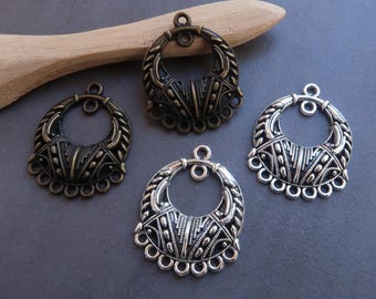 Conectores para pendientes de media luna, conectores para lámparas de araña bohemias, conectores de joyería multihebra.
