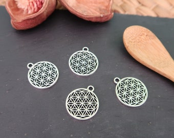Flower of life charms round mandala sacred geometry, 21x18 mm