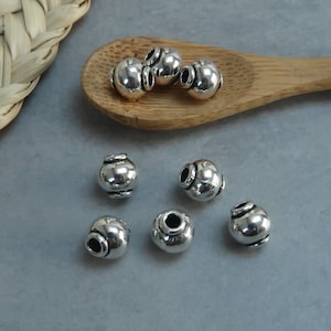 Cuentas espaciadoras de linterna macizas con agujero grande de 3 mm, latón plateado, 8 mm