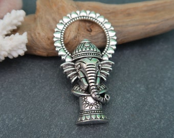 Ciondolo a spirale in corno etnico boho in ottone argentato