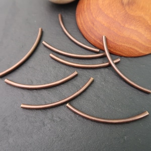 Brass curved tube beads, 50 mm