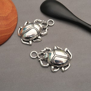Scarab pendants Egyptian lucky charm pendant silver-plated brass or bronze, 39 x 27 mm