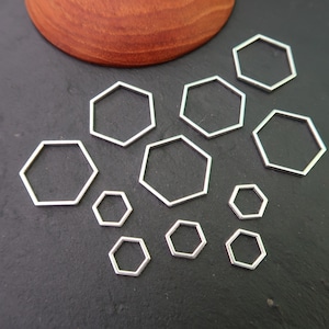 Connectors polygons closed rings decagon silver rings