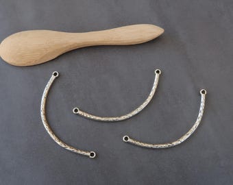 Silver-plated brass half-moon thin connector necklace holder, 54 x 18 mm