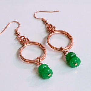 Genuine Emerald and Copper Earrings