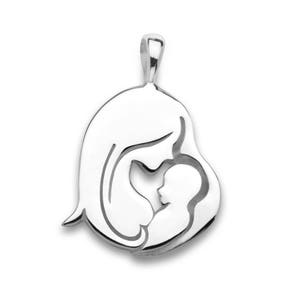 Cherished Sterling Silver Mother&#39;s Luv Pendant with Adjustable 16&quot; and 18&quot; Cable Chain