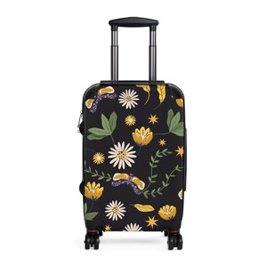 Flower Pattern Carry-On Suitcase | Travel Luggage Organizer | Floral Weekender Bag | Spring Break Essentials | Vacation Gear