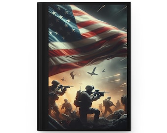 Patriotic Hardcover Journal, USA Flag, Military Tribute Diary