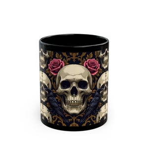 Gothic Skull Mug - Edgy Coffee Cup, Perfect for Halloween or Occasions, Dark Aesthetic Drinkware, Unique Gift for Him or Her
