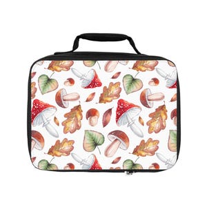 Autumnal Mushroom Lunch Bag, Cute Lunch Tote, Insulated Meal Carrier, Fall Picnic Essential, Back to School Bag, Eco-Friendly Lunchbox
