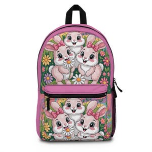 Cute Bunny Backpack for Kids, Easter Gift, Spring Adventure Bag, Floral School Bag, Toddler Back-to-School Essentials