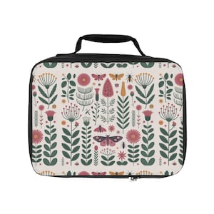Chic Floral Lunch Bag for Eco-Friendly Meals, Trendy Kids Lunchbox, Stylish Insulated Snack Carrier, Boho School Bag, Picnic Tote