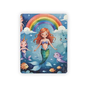 Mermaid Kids Puzzle, Personalized Jigsaw Game for Children, 30 Piece Gift Set, Underwater Theme Activity Toy, Oceanic Kids Game Puzzle,