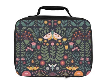 Botanical Butterflies Lunch Bag - Stylish Insulated Tote for School, Work, Picnics, Eco-Friendly Food Carrier, Great Gift Idea