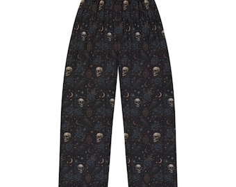 Totenkopf Mond Muster Pyjama Hose | schaurig-himmlische Nachtwäsche