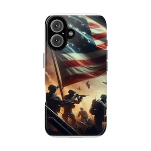 Patriotic Phone Case, Military Design Cover, Tough Cases for Veterans, Independence Day Gift, USA Flag Cell Phone Protector