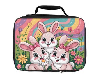 Wunderliche Häschen-Lunch-Tasche | Umweltfreundliche, isolierte Tasche | Perfekt für Kinder, Ostern, Picknicks, Schule und Abenteuer im Freien