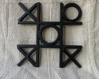 Unique Vintage Cast Iron Tic-Tac-Toe Trivet