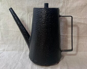 Heavy Cast Iron Matte Black Dimpled Pitcher or Watering Can with Lid by CB2