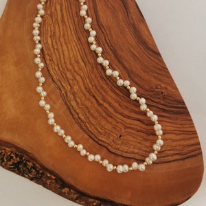 Freshwater Baroque Pearl Necklace/Genuine Keshi Pearl/ Charm Necklace /Dainty Pearl Bridal Jewelry/ Bridesmaid Gift