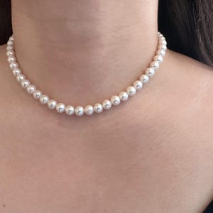 9-10mm Classic Freshwater Pearl Necklace/Dainty Baroque Pearl/Genuine Pearl Jewelry/ Wedding Bridal /Christmas/Birthday gift
