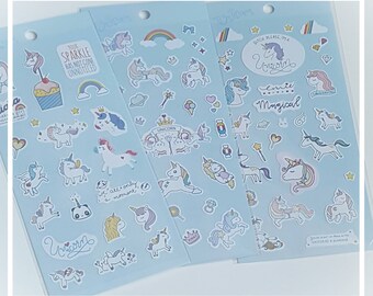 Kawaii stickers | Unicorn stickers | hobonichi stickers |journal stickers | diary stickers | sticker sheet | planner