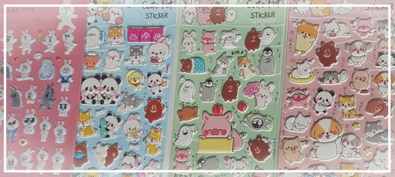 Puffy Stickers Animal Sticker Set Cute Animal Sticker | Etsy